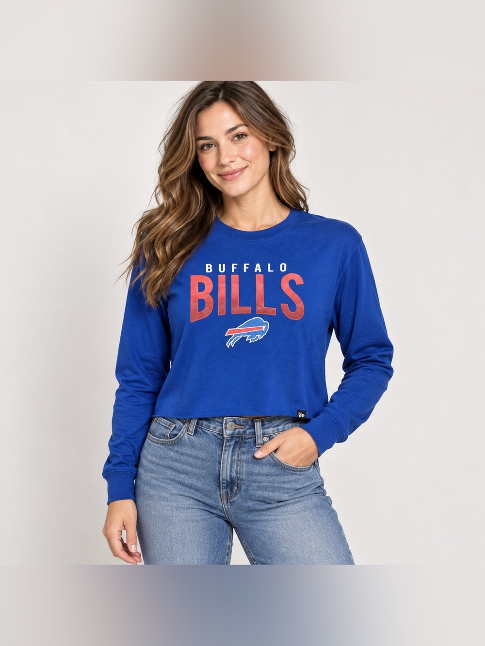 NFL Team Apparel Buffalo Bills Cropped Long Sleeve Shirt Women’s Large